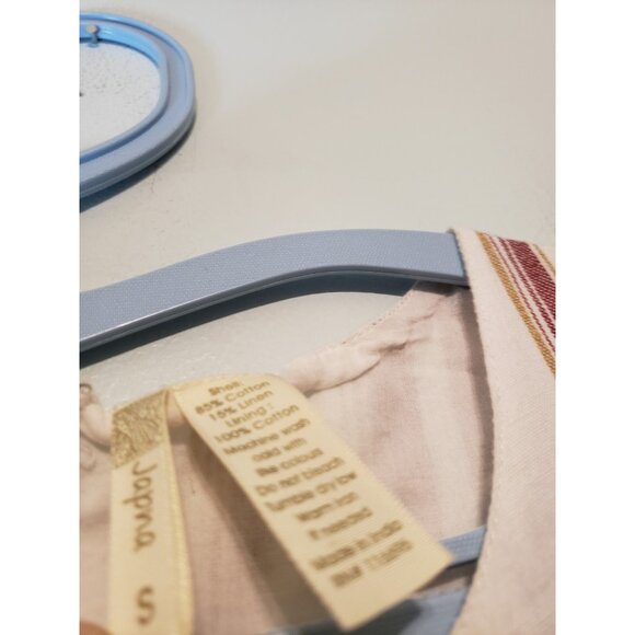 Japna Women S Jumpsuit Red Stripe Linen Cotton Blend Cutout Side Coastal Cropped - Picture 6 of 6